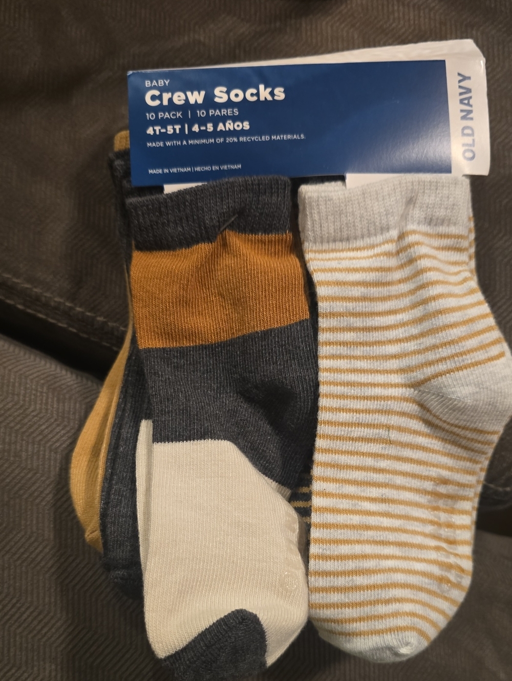 Old Navy Kids Crew Socks - Mustard, Gray & White Pack